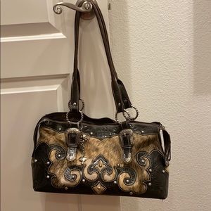 American West leather hand bag & matching wallet